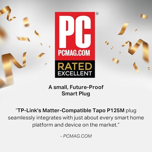 TP-Link Tapo Matter متوافق مع المكونات الذكية الصغيرة، تصميم مضغوط، 15A/1800W كحد أقصى، إعداد سهل للغاية، يعمل مع Apple Home، Alexa وGoogle Home، معتمد من UL، 2.4G Wi-Fi فقط، أبيض، Tapo P125M in Kuwait