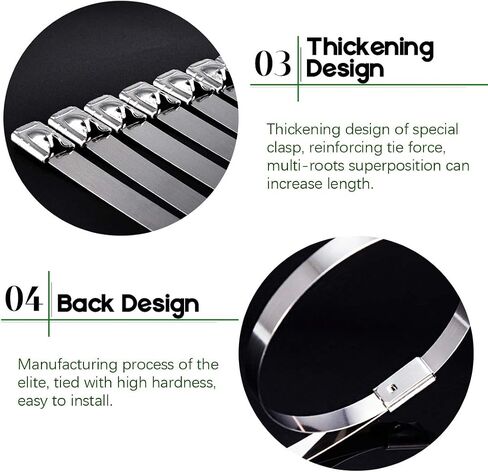 Keadic 30Pcs 8 Inches 304 Stainless Steel Zip Ties Exhaust Wrap Coated Locking, Metal Cable Zip Ties for Computer Wire Harness, Automotive Parts and more in Saudi Arabia