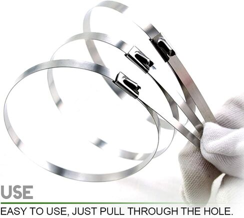 Keadic 30Pcs 8 Inches 304 Stainless Steel Zip Ties Exhaust Wrap Coated Locking, Metal Cable Zip Ties for Computer Wire Harness, Automotive Parts and more in Saudi Arabia