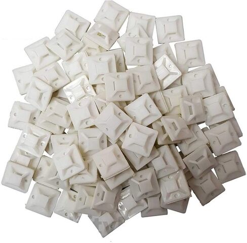 Cable Tie Mounts (25mm x 25mm) Self ADHESIVE Clips Wire Tie Base - Premium Grade Strength Screw-Hole Anchor Point Provides Optimal Strength (100 Clear/White) in Saudi Arabia