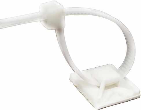 Cable Tie Mounts (25mm x 25mm) Self ADHESIVE Clips Wire Tie Base - Premium Grade Strength Screw-Hole Anchor Point Provides Optimal Strength (100 Clear/White) in Saudi Arabia