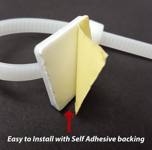 Cable Tie Mounts (25mm x 25mm) Self ADHESIVE Clips Wire Tie Base - Premium Grade Strength Screw-Hole Anchor Point Provides Optimal Strength (100 Clear/White) in Saudi Arabia