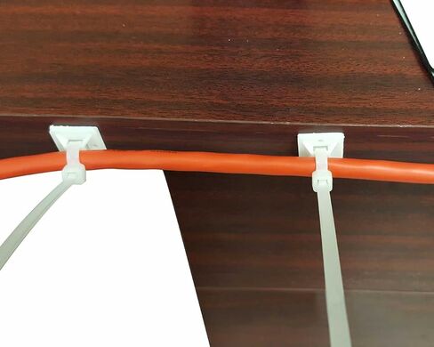 Cable Tie Mounts (25mm x 25mm) Self ADHESIVE Clips Wire Tie Base - Premium Grade Strength Screw-Hole Anchor Point Provides Optimal Strength (100 Clear/White) in Saudi Arabia