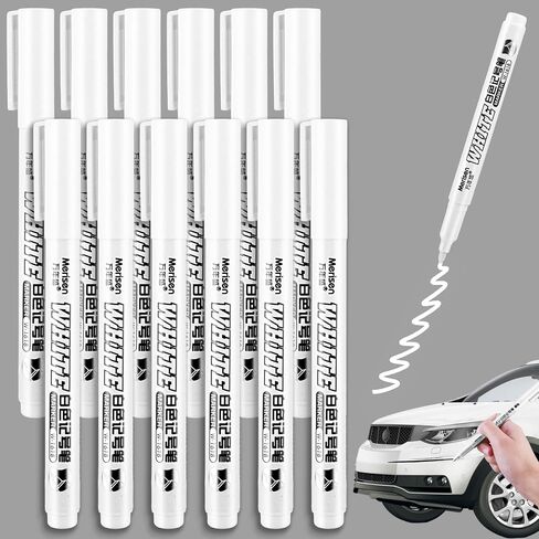 12pcs White Marking Pens, 1mm Water-Based Pens for Art Projects, Rock Painting, Stone, Ceramic, Glass, Wood, Plastic, Metal in Saudi Arabia