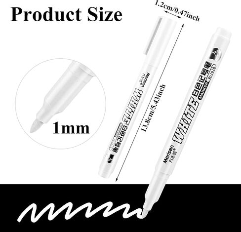 12pcs White Marking Pens, 1mm Water-Based Pens for Art Projects, Rock Painting, Stone, Ceramic, Glass, Wood, Plastic, Metal in Saudi Arabia