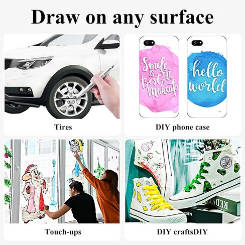 12pcs White Marking Pens, 1mm Water-Based Pens for Art Projects, Rock Painting, Stone, Ceramic, Glass, Wood, Plastic, Metal in Saudi Arabia