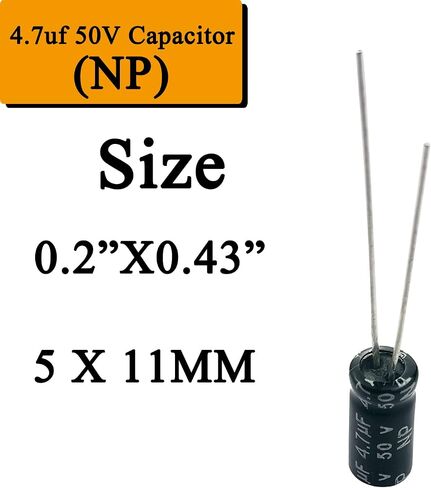 4.7uF 50V Capacitor, 20 PCS 4.7uf Capacitors NP Bipolar Non Polarized Capacitor,4.7uF,50V Non-Polar Electrolytic Capacitor 5x11MM in Saudi Arabia
