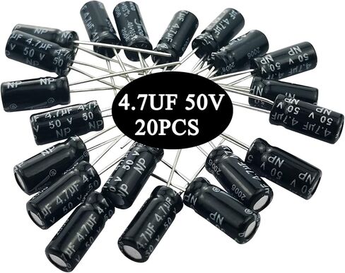 4.7uF 50V Capacitor, 20 PCS 4.7uf Capacitors NP Bipolar Non Polarized Capacitor,4.7uF,50V Non-Polar Electrolytic Capacitor 5x11MM in Saudi Arabia