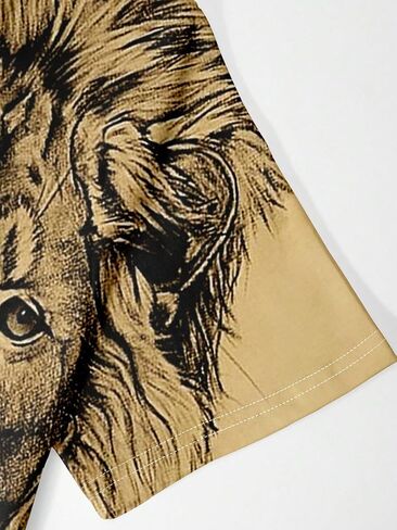 SOLY HUX Men's Plus Size Graphic Tees Lion Print Short Sleeve Round Neck T Shirt Tops in Saudi Arabia