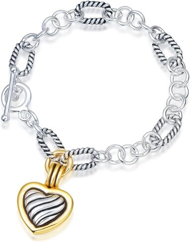 UNY JEWEL Two Tone X Cross Designer Inspired Twisted Cable Wire Ring Heart Link Bracelets Women Fashion Jewelry Christmas Gifts Size 7 in Saudi Arabia