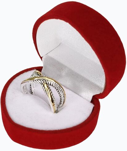 UNY JEWEL Two Tone X Cross Designer Inspired Twisted Cable Wire Ring Heart Link Bracelets Women Fashion Jewelry Christmas Gifts Size 7 in Saudi Arabia