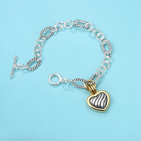 UNY JEWEL Two Tone X Cross Designer Inspired Twisted Cable Wire Ring Heart Link Bracelets Women Fashion Jewelry Christmas Gifts Size 7 in Saudi Arabia
