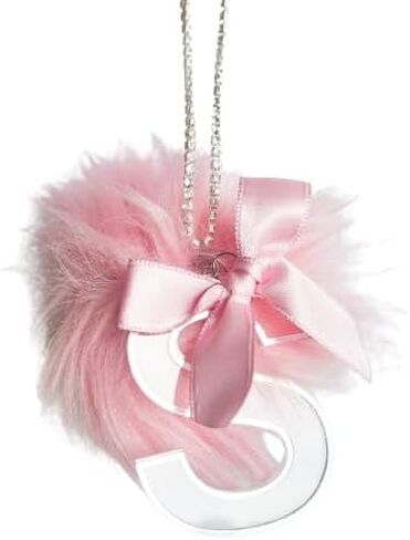 Pink Car Accesories Mirror Hanging Pendant Custom Alphabet Car Decoration - Z in Saudi Arabia