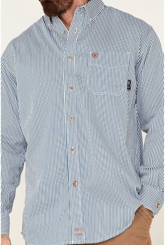 Ariat Male FR Basic Work Shirt Bold Blue Stripe Medium in Saudi Arabia