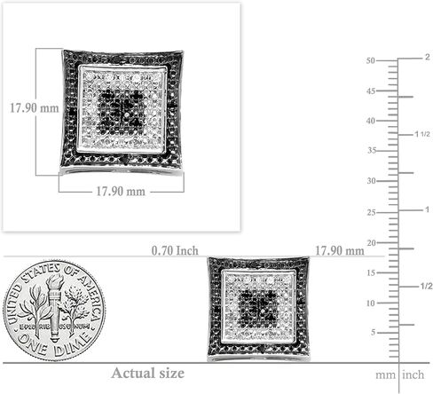 Dazzlingrock Collection 0.12 Carat (ctw) Round Black & White Diamond Cluster Square Stud Earrings for Women in Gold & Sterling Silver in Saudi Arabia