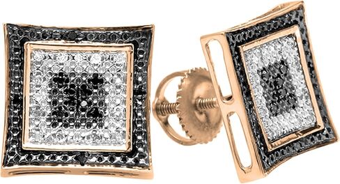 Dazzlingrock Collection 0.12 Carat (ctw) Round Black & White Diamond Cluster Square Stud Earrings for Women in Gold & Sterling Silver in Saudi Arabia