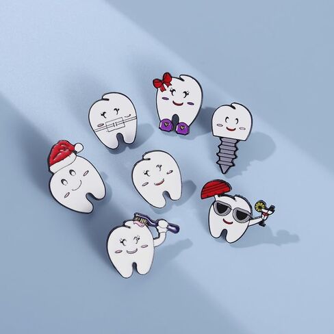 8 Pcs Tooth Brooch Women Girls Lapel Pin Cute Creative Tooth Molar Enamel Pin Funny Happy Tooth and Toothbrush Wearing Masks/Bow Tie /Christmas Hat Tooth Pin Charm Dentist Cartoon Pin Nurse Brooch Doctors Nurse Decor Gift in Saudi Arabia