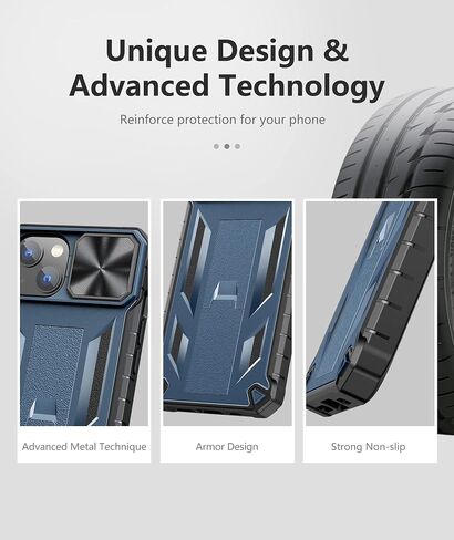 SOiOS for iPhone 13 iPhone14 Case with Stand: iPhone 13 iPhone14 Cover with Kickstand | Shockproof Military Grade Protective Cell Phone Case | TPU Durable Rugged Bumper Textured Matte Hybrid Design in Saudi Arabia
