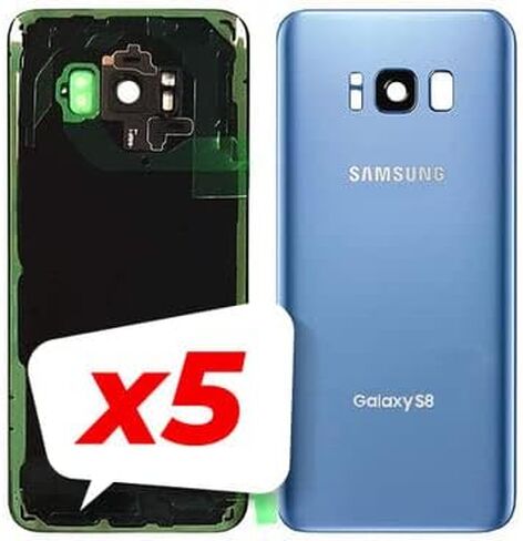 غطاء زجاجي خلفي بديل من CELL4LESS للباب الخلفي مع عدسة/إطار كاميرا مثبتة مسبقًا، أداة لاصقة وإزالة Samsung Galaxy S8 - جميع الموديلات G950 جميع الحاملات (أزرق) in Kuwait