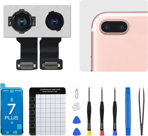 for iPhone 7 Plus Back Camera Replacement OEM Module 12MP Main Rear Lens Parts 7plus 5.5" with Wide Telephoto Lens OIS HDR Photos 4K Video Fix Repair Assemble Tools Kit for A1661 A1784 A1785 in Saudi Arabia