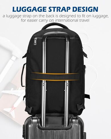 حقيبة ظهر Hynes Eagle للسفر سعة 40 لترًا معتمدة من الطيران حقيبة ظهر للرجال بمقصورة كبيرة لعطلة نهاية الأسبوع للكمبيوتر المحمول للنساء مقاس 15.6 بوصة باللون الأزرق والأسود in Kuwait