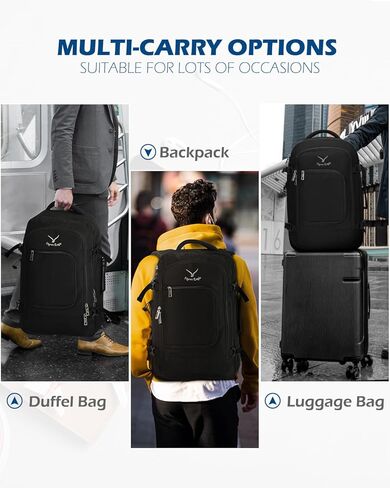 حقيبة ظهر Hynes Eagle للسفر سعة 40 لترًا معتمدة من الطيران حقيبة ظهر للرجال بمقصورة كبيرة لعطلة نهاية الأسبوع للكمبيوتر المحمول للنساء مقاس 15.6 بوصة باللون الأزرق والأسود in Kuwait