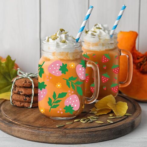 12 قطعة من ملصقات النقل على شكل بقرة فراولة من Whaline، ملصقات نقل باللون الوردي والأحمر على شكل مربعات وزهرة فراولة مقاومة للماء، ملصقات لأكواب زجاجية مصنوعة يدويًا in Kuwait