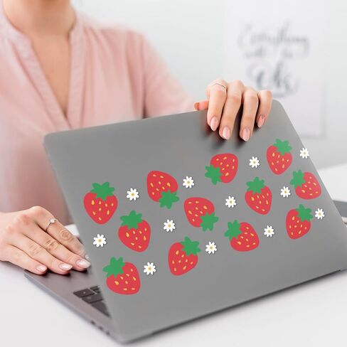 12 قطعة من ملصقات النقل على شكل بقرة فراولة من Whaline، ملصقات نقل باللون الوردي والأحمر على شكل مربعات وزهرة فراولة مقاومة للماء، ملصقات لأكواب زجاجية مصنوعة يدويًا in Kuwait