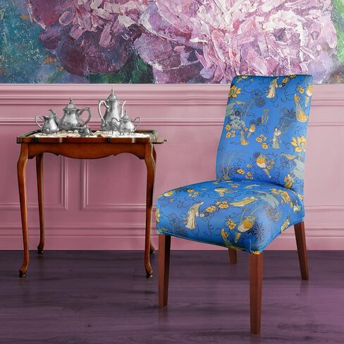 Dining Chair Covers Chinoiserie Flower Bird Print, Protective Stretch Slipcovers for Parsons Chair Living Room, Set of 2 (Floral Chorus Dark Spring Green) in Saudi Arabia
