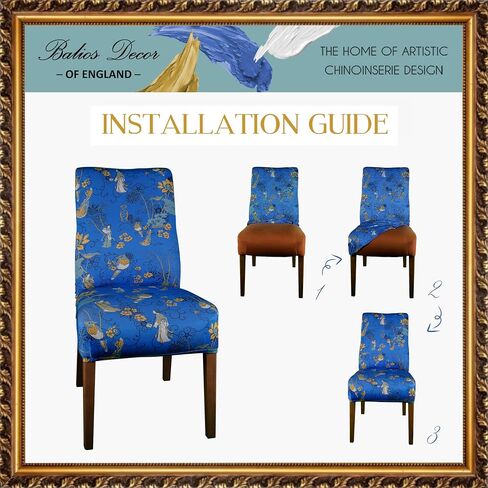 Dining Chair Covers Chinoiserie Flower Bird Print, Protective Stretch Slipcovers for Parsons Chair Living Room, Set of 2 (Floral Chorus Dark Spring Green) in Saudi Arabia