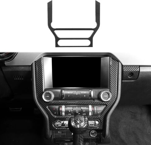 لوحة لوحة التحكم المركزية Linakip متوافقة مع Ford Mustang GT 2015 2016 2017 2018 2019 2020 2021 2022 2023، لوحة تكييف الهواء، ملحقات موستانج الداخلية (ألياف الكربون) in Kuwait