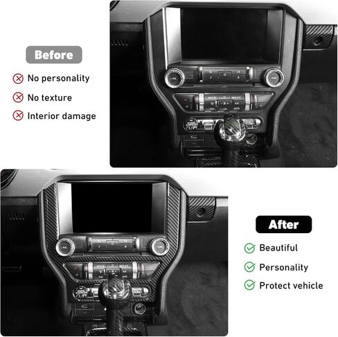 لوحة لوحة التحكم المركزية Linakip متوافقة مع Ford Mustang GT 2015 2016 2017 2018 2019 2020 2021 2022 2023، لوحة تكييف الهواء، ملحقات موستانج الداخلية (ألياف الكربون) in Kuwait