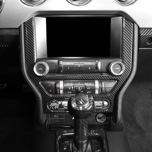 لوحة لوحة التحكم المركزية Linakip متوافقة مع Ford Mustang GT 2015 2016 2017 2018 2019 2020 2021 2022 2023، لوحة تكييف الهواء، ملحقات موستانج الداخلية (ألياف الكربون) in Kuwait