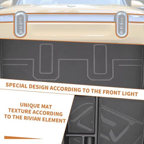 لRivian R1T & R1S صندوق تخزين وحدة التحكم المركزية السفلية مع ملحقات داخلية من الجلد متوافقة مع Rivian R1T/R1S 2022 2023 (جلد أسود) in Kuwait