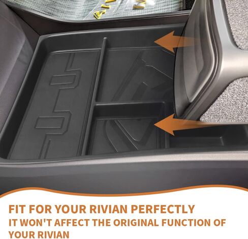 لRivian R1T & R1S صندوق تخزين وحدة التحكم المركزية السفلية مع ملحقات داخلية من الجلد متوافقة مع Rivian R1T/R1S 2022 2023 (جلد أسود) in Kuwait