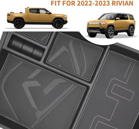 لRivian R1T & R1S صندوق تخزين وحدة التحكم المركزية السفلية مع ملحقات داخلية من الجلد متوافقة مع Rivian R1T/R1S 2022 2023 (جلد أسود) in Kuwait