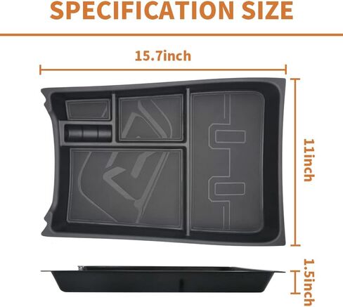 لRivian R1T & R1S صندوق تخزين وحدة التحكم المركزية السفلية مع ملحقات داخلية من الجلد متوافقة مع Rivian R1T/R1S 2022 2023 (جلد أسود) in Kuwait