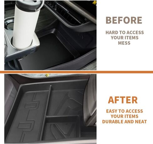 لRivian R1T & R1S صندوق تخزين وحدة التحكم المركزية السفلية مع ملحقات داخلية من الجلد متوافقة مع Rivian R1T/R1S 2022 2023 (جلد أسود) in Kuwait