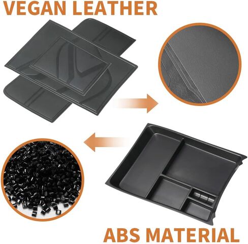 لRivian R1T & R1S صندوق تخزين وحدة التحكم المركزية السفلية مع ملحقات داخلية من الجلد متوافقة مع Rivian R1T/R1S 2022 2023 (جلد أسود) in Kuwait