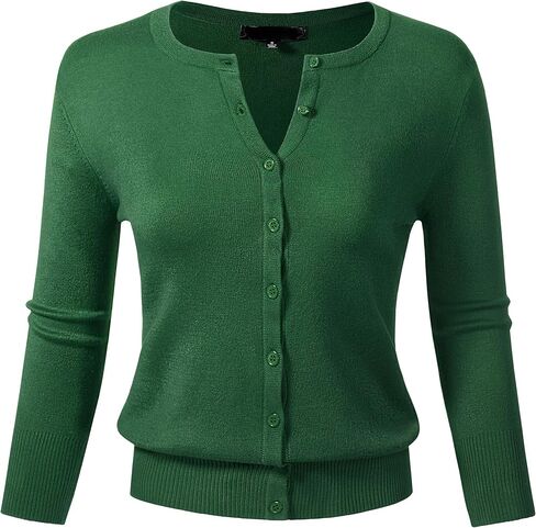 Allsense Women's Button Down 3/4 Sleeve Crew Neck Knit Cardigan Sweater (S-3X) in Saudi Arabia