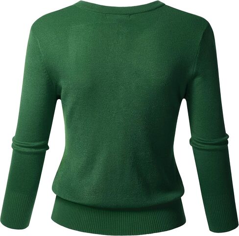 Allsense Women's Button Down 3/4 Sleeve Crew Neck Knit Cardigan Sweater (S-3X) in Saudi Arabia