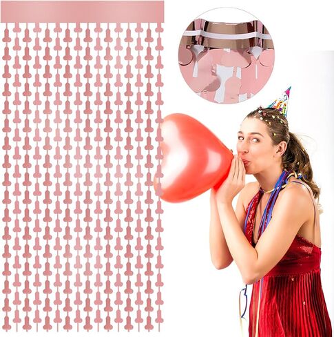 2 حزمة 3.3ft × 6.6ft معدنية احباط هامش الستار لمستلزمات زينة حفلة العازبة، ستائر بهرج لامعة اللافتات صور كشك الدعائم لحفلات الزفاف الدجاجة حفلات الفتيات ليلة خارج in Kuwait