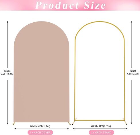 6FT Arch Backdrop Stand and Cover Set,Arch Stand with White Cover | Gold Metal Backdrop Arch Stand with Arch Cover White for Birthday Party Wedding Ceremony Bridal Baby Shower Event Decor in Saudi Arabia