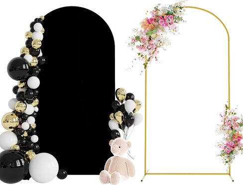 6FT Arch Backdrop Stand and Cover Set,Arch Stand with White Cover | Gold Metal Backdrop Arch Stand with Arch Cover White for Birthday Party Wedding Ceremony Bridal Baby Shower Event Decor in Saudi Arabia