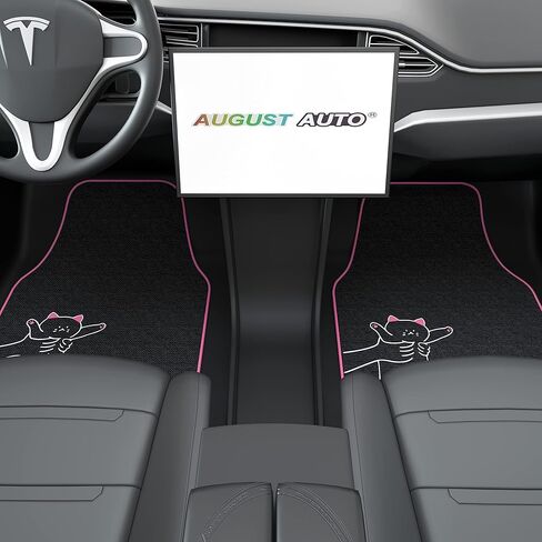 سجادات أرضية السيارة من August Auto Universal Fit Cute Cat Carpet، مناسبة لسيارات السيدان وسيارات الدفع الرباعي والشاحنات والشاحنات الصغيرة، مجموعة من 4 قطع (وردي) in Kuwait