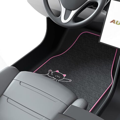سجادات أرضية السيارة من August Auto Universal Fit Cute Cat Carpet، مناسبة لسيارات السيدان وسيارات الدفع الرباعي والشاحنات والشاحنات الصغيرة، مجموعة من 4 قطع (وردي) in Kuwait