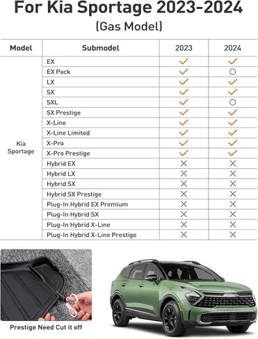 سجادات أرضية كيا سبورتاج 2024 2023 غير هجينة، سجادات أرضية شتوية لكيا سبورتاج، تناسب جميع الأحوال الجوية لسيارة كيا سبورتاج 2023-2024 بطانة سجادة صندوق السيارة لسجاد كيا سبورتاج in Kuwait