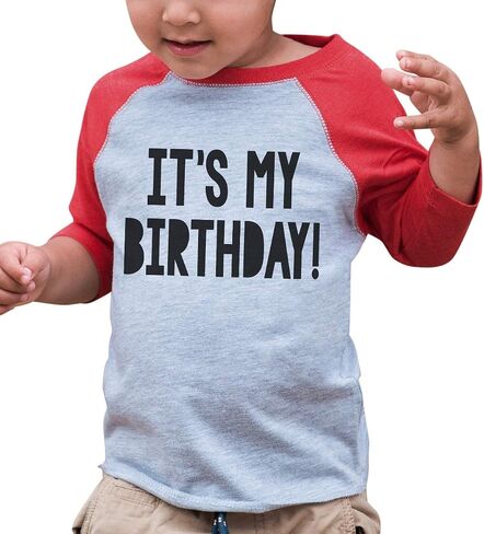 7 ate 9 Apparel Kids It's My Birthday Red Raglan Tee in Saudi Arabia