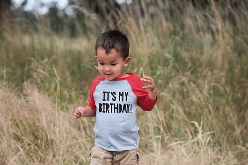7 ate 9 Apparel Kids It's My Birthday Red Raglan Tee in Saudi Arabia