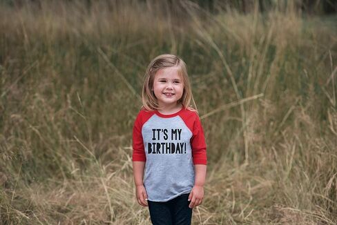 7 ate 9 Apparel Kids It's My Birthday Red Raglan Tee in Saudi Arabia